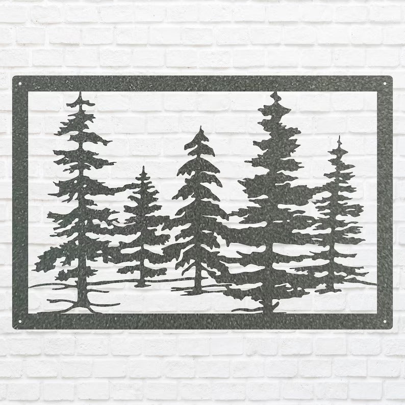 Pine Trees Metal Wall Art, Nature Wall Art, Metal Wall Decor, Pine Tree Custom Metal Sign, Farmhouse Wall Decor, Above Bed Art