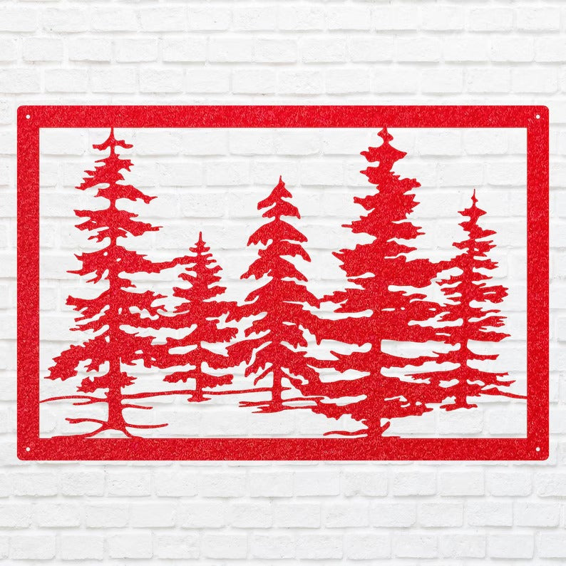 Pine Trees Metal Wall Art, Nature Wall Art, Metal Wall Decor, Pine Tree Custom Metal Sign, Farmhouse Wall Decor, Above Bed Art