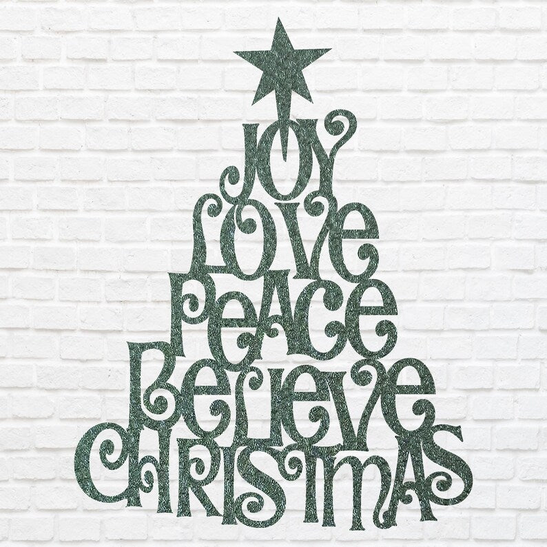Christmas Quote Tree Art, Merry Christmas Present Decor, Metal Wall Art, Quote Wall Art, Metal Tree Wall Art