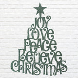 Christmas Quote Tree Art, Merry Christmas Present Decor, Metal Wall Art, Quote Wall Art, Metal Tree Wall Art