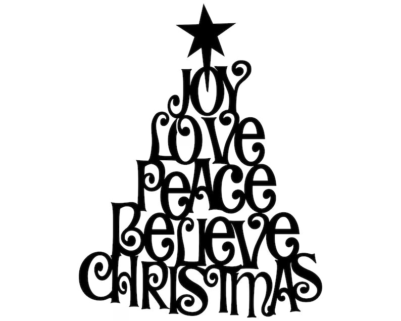 Christmas Quote Tree Art, Merry Christmas Present Decor, Metal Wall Art, Quote Wall Art, Metal Tree Wall Art