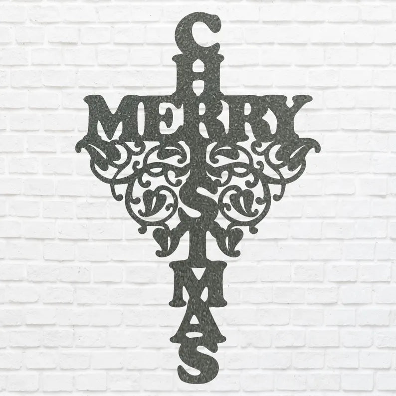 Merry Christmas Present Art, Christmas Decoration Art, Christmas Metal Art, Seasonal Metal Christmas Art, Metal Decor Wall Decor