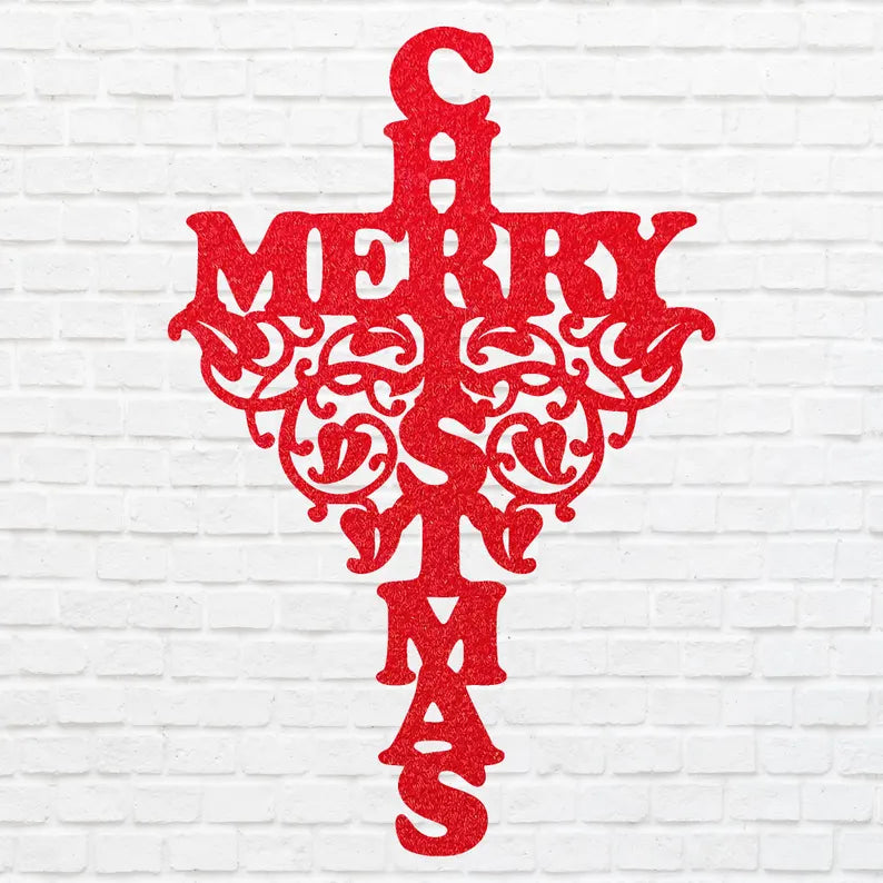 Merry Christmas Present Art, Christmas Decoration Art, Christmas Metal Art, Seasonal Metal Christmas Art, Metal Decor Wall Decor