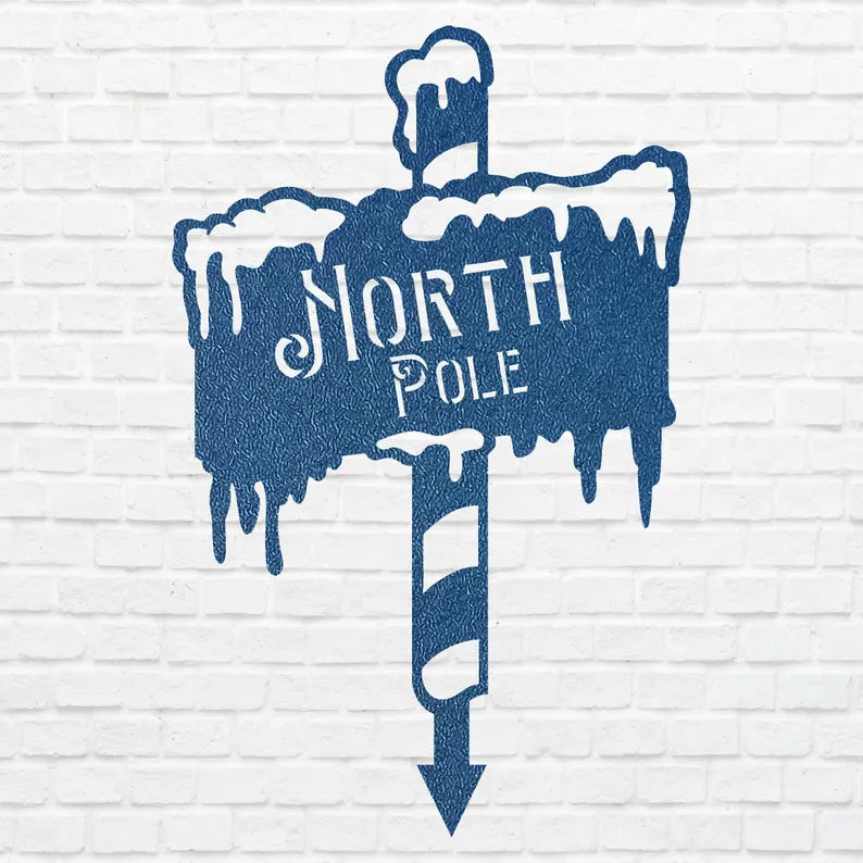 North Pole Art, Metal North Pole Sign, Large Metal Wall Art, Christmas Metal Art, Merry Christmas Seasonal Decor