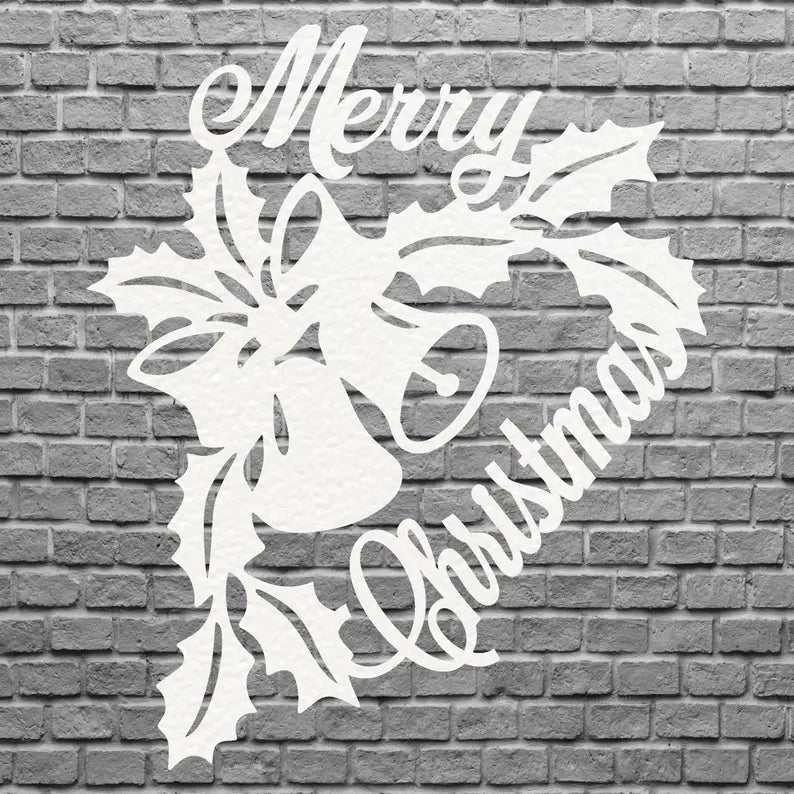 Christmas Bells Decor, Merry Christmas Wall Decor, Name Wall Metal Sign, Personalized Merry Christmas Gift