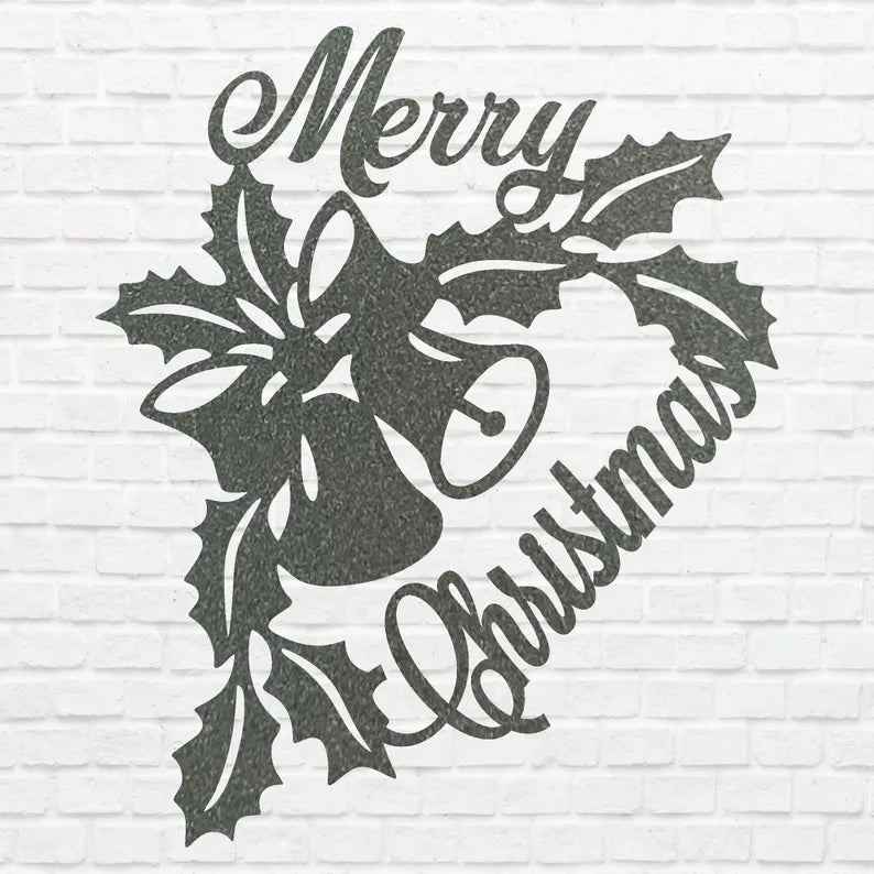 Christmas Bells Decor, Merry Christmas Wall Decor, Name Wall Metal Sign, Personalized Merry Christmas Gift
