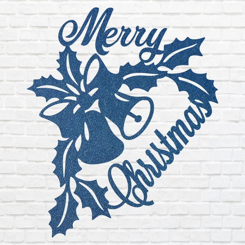 Christmas Bells Decor, Merry Christmas Wall Decor, Name Wall Metal Sign, Personalized Merry Christmas Gift