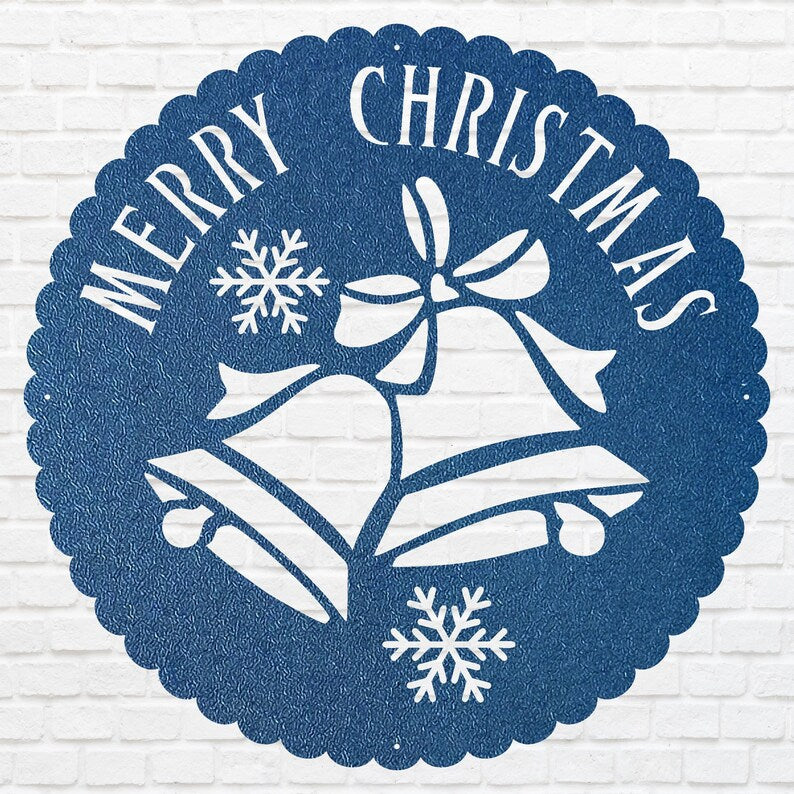 Christmas Bell sign, Merry Christmas Wall Decor, Custom Name Wall Metal Sign, Personalized Merry Christmas Gift