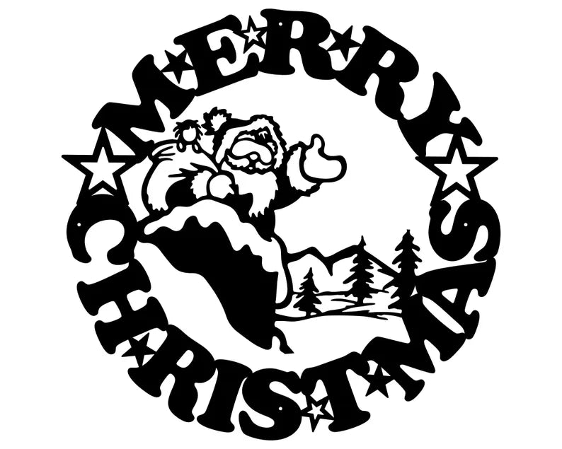 Santa Claus Wall Art, Merry Christmas Sign, Christmas Metal Sign, Santa Christmas Decoration, Outdoor Christmas Wall Art