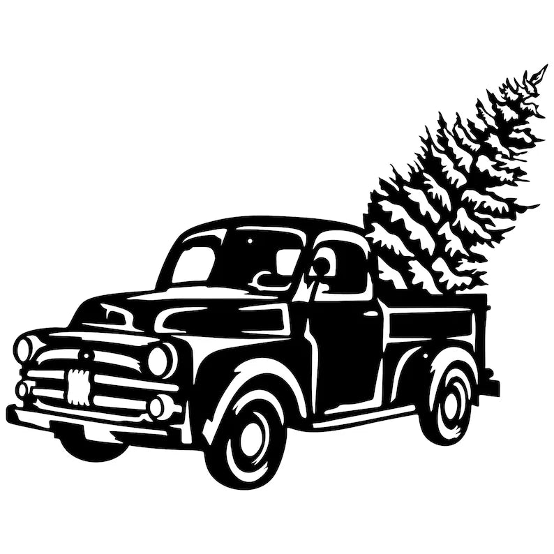 Metal Christmas Truck With Tree Sign, Christmas Tree Decor, Christmas Tree Truck Sign, Custom Name Metal Sign