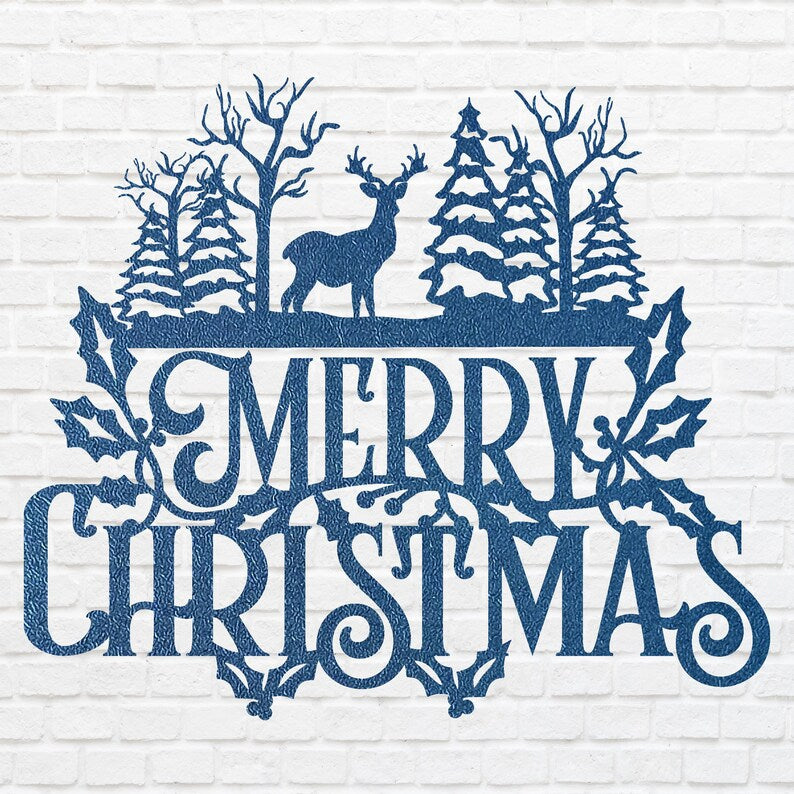 Farmhouse Winter Wall Art, Merry Christmas Reindeer Wall Art, Personalize Wall Decor, Modern Christmas Wall Hanging