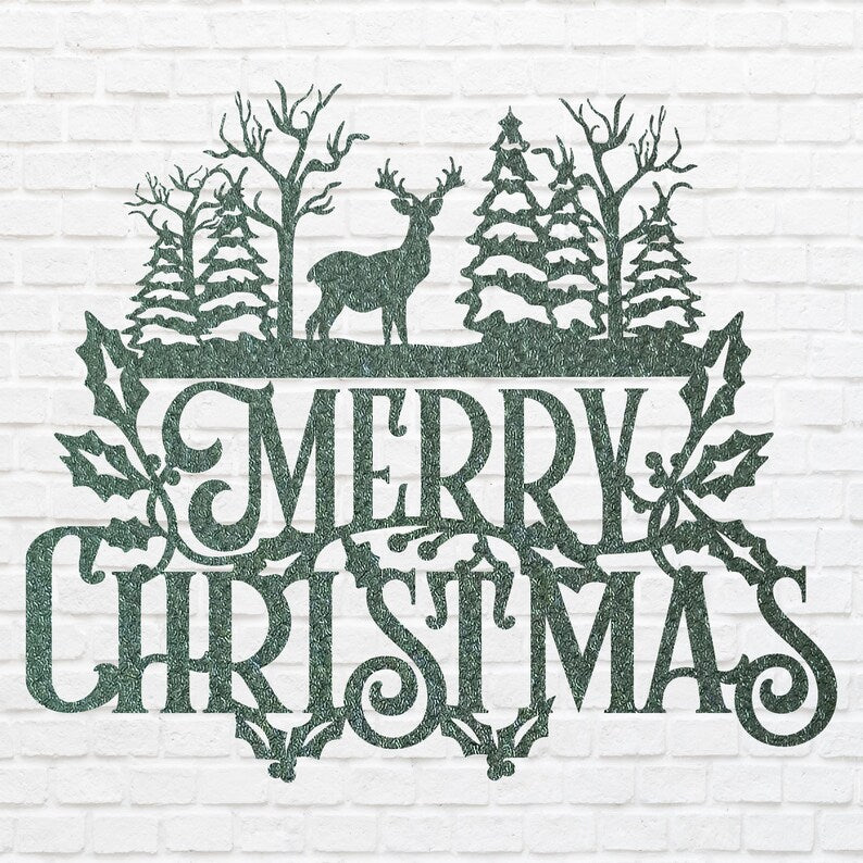 Farmhouse Winter Wall Art, Merry Christmas Reindeer Wall Art, Personalize Wall Decor, Modern Christmas Wall Hanging