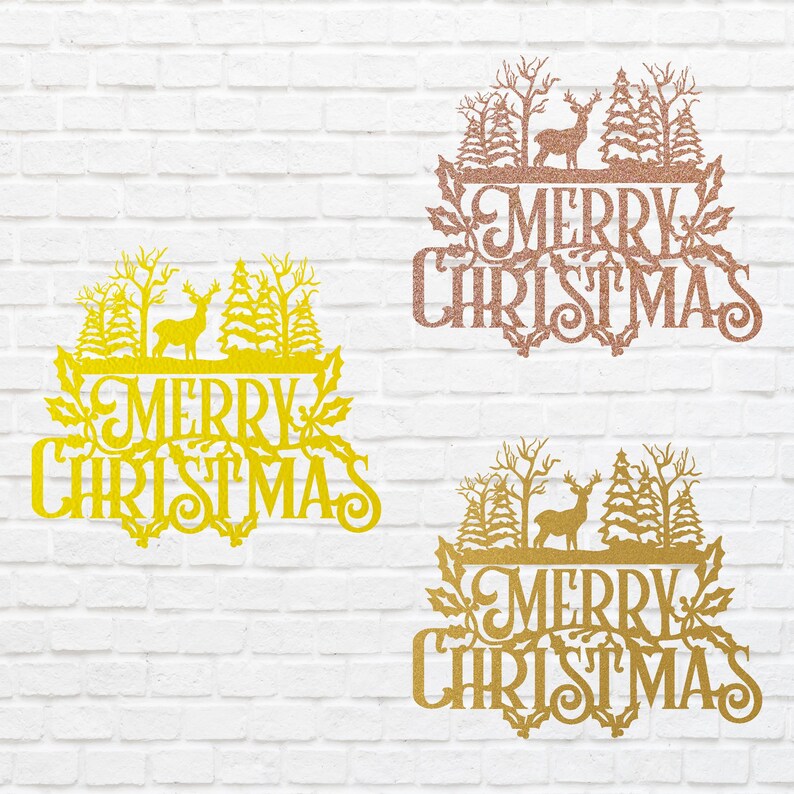 Farmhouse Winter Wall Art, Merry Christmas Reindeer Wall Art, Personalize Wall Decor, Modern Christmas Wall Hanging