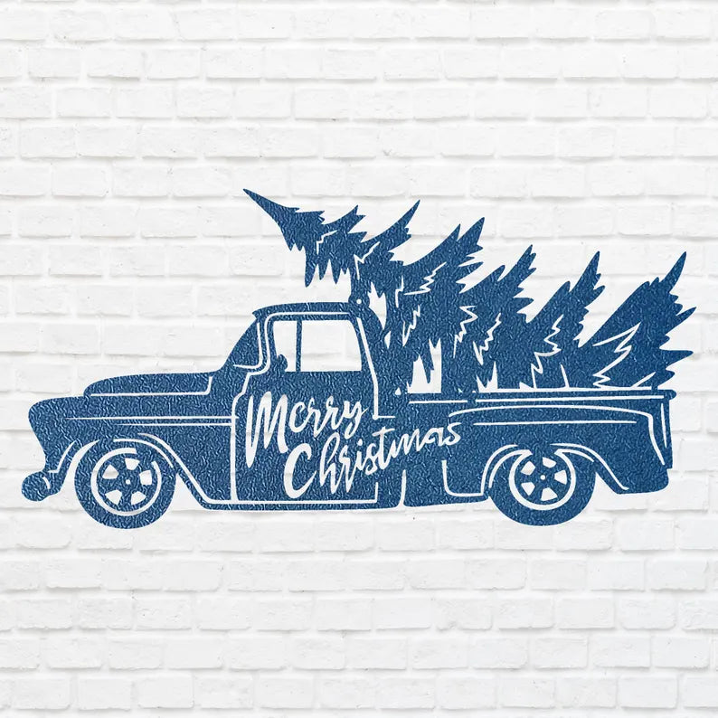 Christmas Tree Truck Sign, Metal Christmas Truck With Tree Sign, Custom Name Metal Sign, Christmas Tree Decor