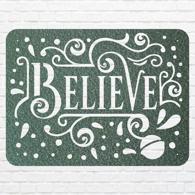 Believe Metal Sign, Modern Believe Wall Art, Christian Wall Art, Christmas Wall Decor, Christmas Decoration, Believe Decor