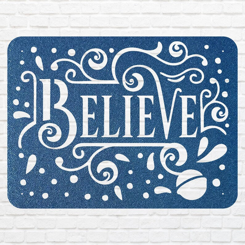 Believe Metal Sign, Modern Believe Wall Art, Christian Wall Art, Christmas Wall Decor, Christmas Decoration, Believe Decor