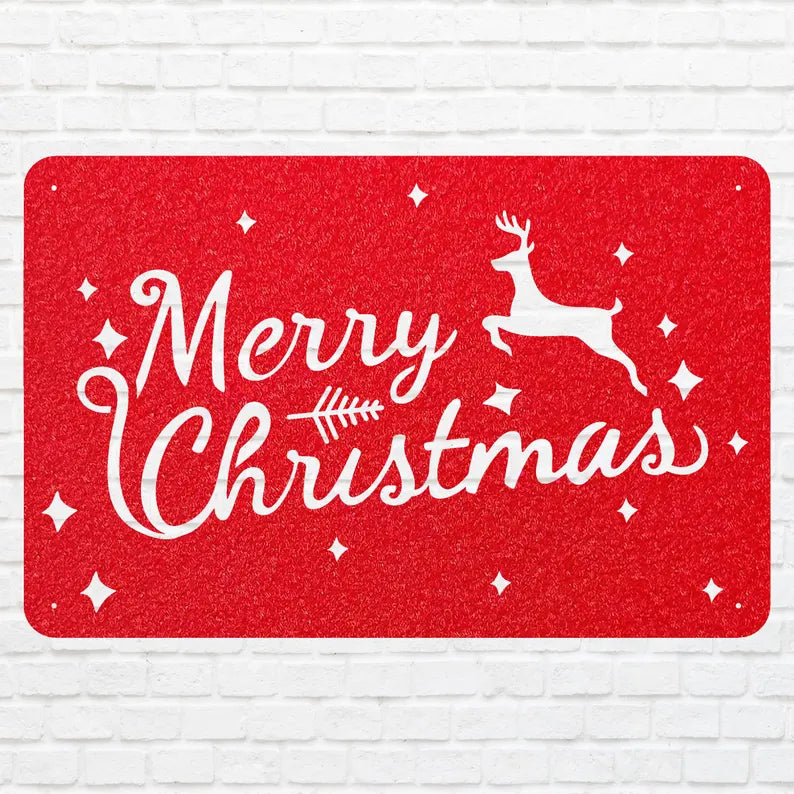 Merry Christmas Reindeer Wall Art, Farmhouse Winter Wall Art, Custom Wall Decor, Modern Christmas Wall Decor