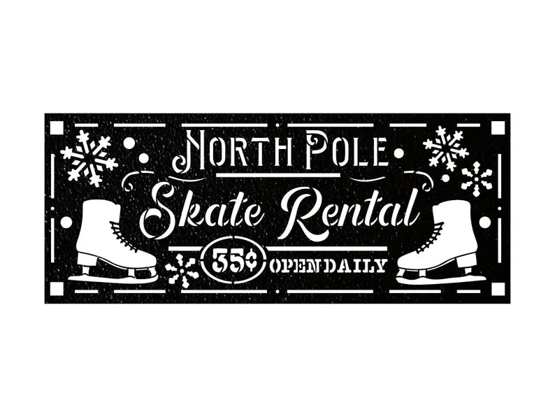 Skate Rental Metal Art, North Pole Metal Sign Art, Laser Cut Metal Wall Art, Modern Metal Wall Decor
