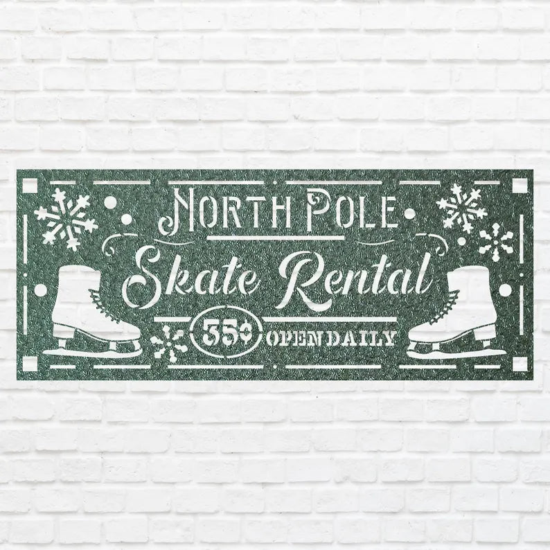Skate Rental Metal Art, North Pole Metal Sign Art, Laser Cut Metal Wall Art, Modern Metal Wall Decor