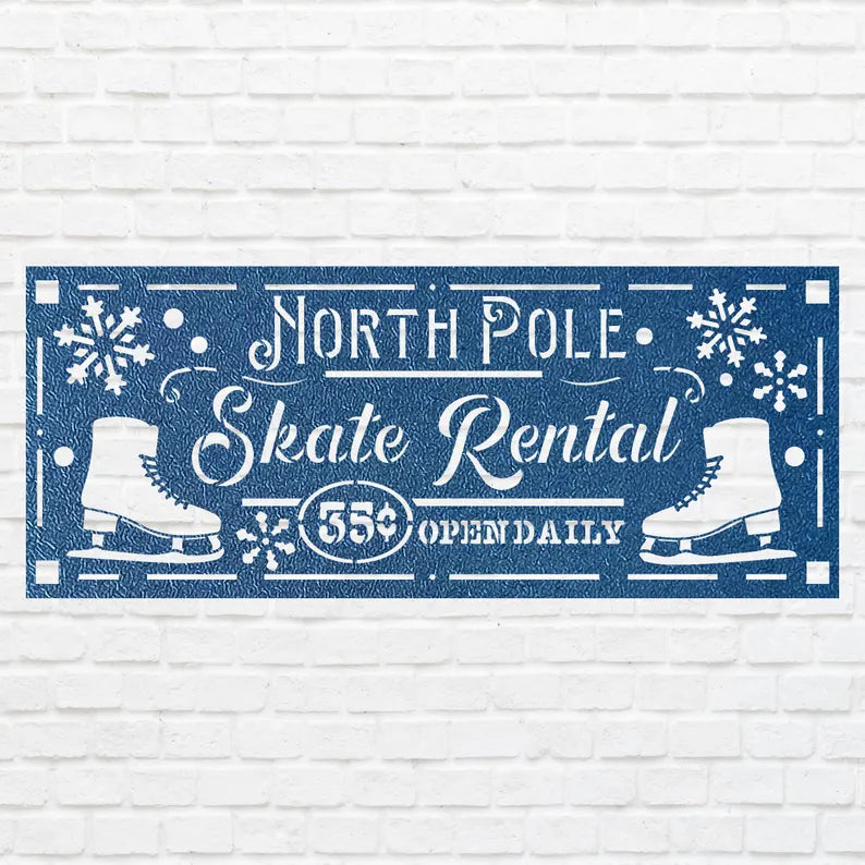 Skate Rental Metal Art, North Pole Metal Sign Art, Laser Cut Metal Wall Art, Modern Metal Wall Decor