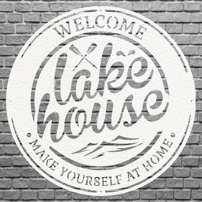 Lakehouse Metal Sign, Welcome To The Lake Laser Cut Metal Artwork, Lake Front Home Sign, Metal Coastal Wall Decor, Lake House Decor