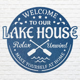 Welcome To Lake House Metal Wall Art, Laser Cut Metal Address Sign, Lake Front Home Sign, Metal Coastal Decor, Beach Wall Art