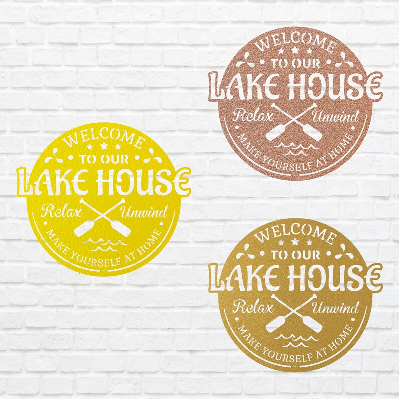 Welcome To Lake House Metal Wall Art, Laser Cut Metal Address Sign, Lake Front Home Sign, Metal Coastal Decor, Beach Wall Art