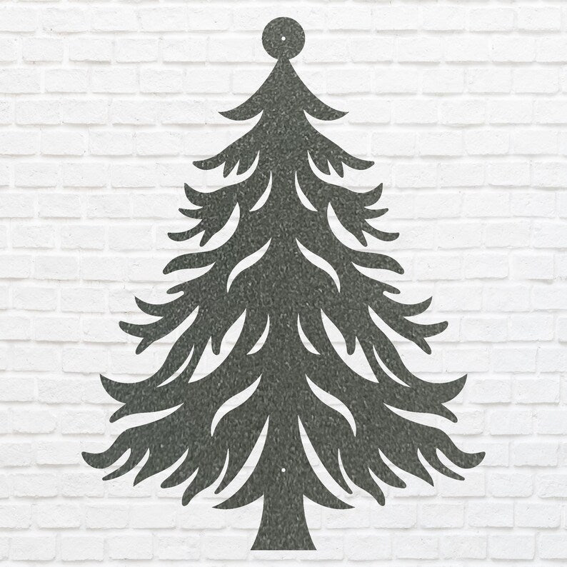 Christmas Metal Tree Wall Art, Holiday Wall Art, Christmas Tree Metal Artwork, Xmas Wall Decor, Laser Cut Metal Sign, Above Bed Art
