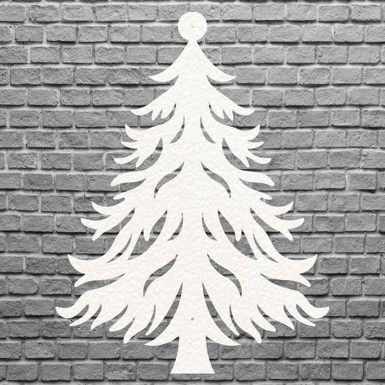 Christmas Metal Tree Wall Art, Holiday Wall Art, Christmas Tree Metal Artwork, Xmas Wall Decor, Laser Cut Metal Sign, Above Bed Art