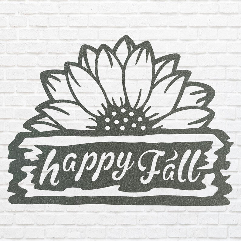 Happy Fall Metal Wall Art, Sunflower Metal Wall Art, Fall Home Decor, Laser Cut Happy Fall Sign, Autumn Wall Decor