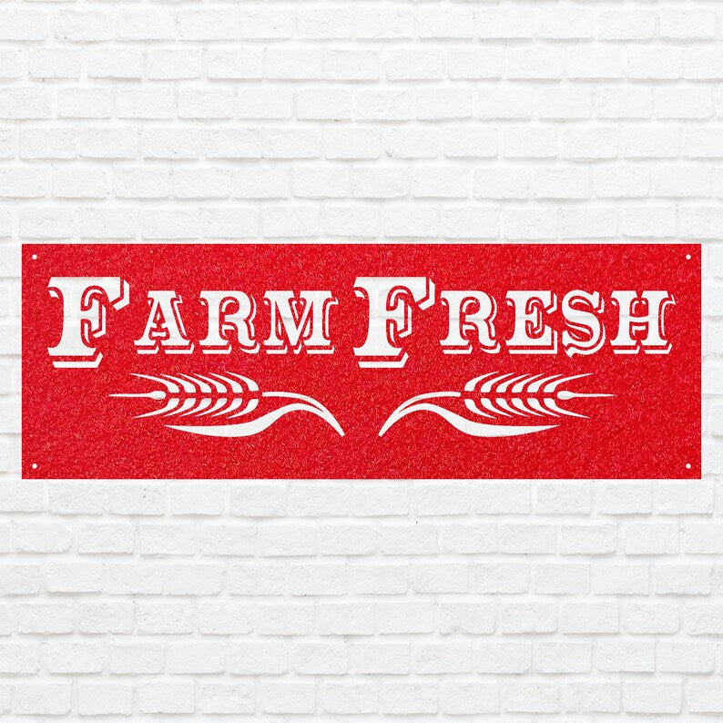 Farm FreshFarm Fresh Metal Wall Art, Metal Farm Sign, Laser Cut Farmhouse Wall Art, Outdoor Metal Wall Decor, Farm Kitchen Decor