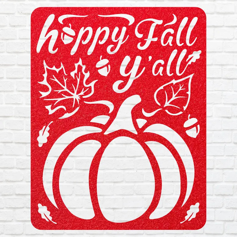 Happy Fall Yall Pumpkin Wall Art, Happy Fall Yall Metal Wall Art, Fall Home Decor, Laser Cut Autumn Wall Sign, Housewarming Gift