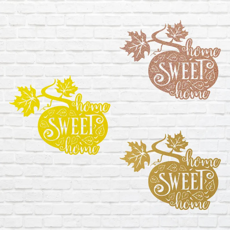 Home Sweet Home Metal Wall Art, Pumpkin Metal Wall Art, Laser Cut Home Sweet Home Sign, Metal Home Decor, Housewarming Gift