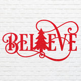 Believe Metal Wall Art, Believe Christmas Tree Wall Art, Laser Cut Believe Metal Sign, Believe Decor, Housewarming Gift