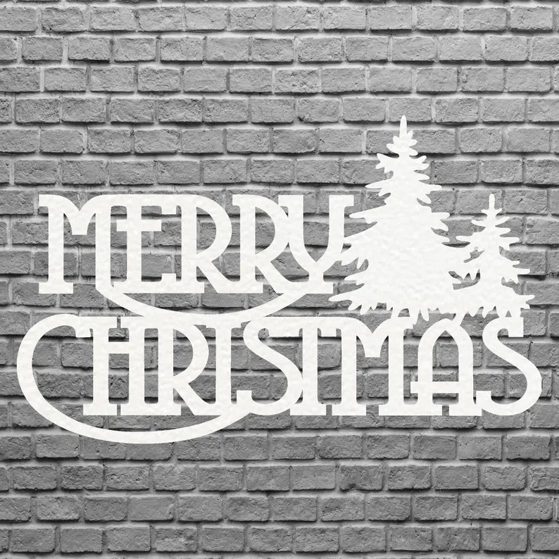 Merry Christmas Tree Metal Wall Art, Metal Christmas Sign, Laser Cut Metal Wall Art, Christmas Home Decor, Holiday Wall Art