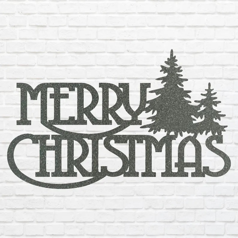 Merry Christmas Tree Metal Wall Art, Metal Christmas Sign, Laser Cut Metal Wall Art, Christmas Home Decor, Holiday Wall Art