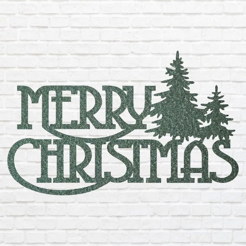 Merry Christmas Tree Metal Wall Art, Metal Christmas Sign, Laser Cut Metal Wall Art, Christmas Home Decor, Holiday Wall Art