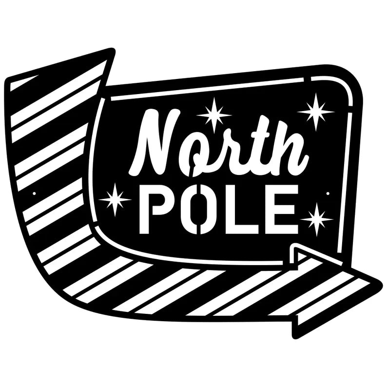 North Pole Metal Art, North Pole Metal Sign, Laser Cut Metal Wall Art, Seasonal Holiday Metal Art, Modern Metal Wall Decor