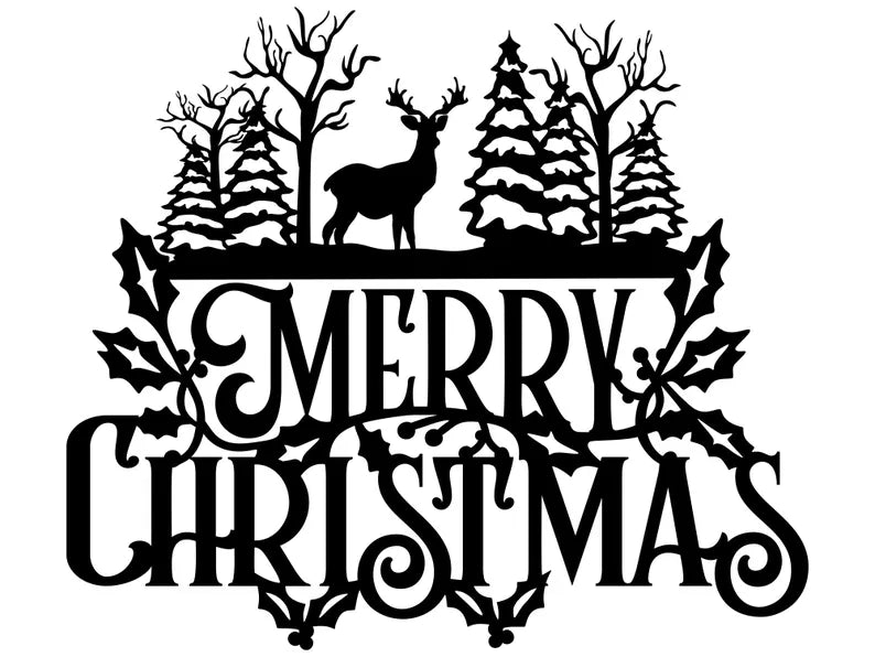 Farmhouse Winter Wall Art, Merry Christmas Reindeer Wall Art, Personalize Wall Decor, Modern Christmas Wall Hanging