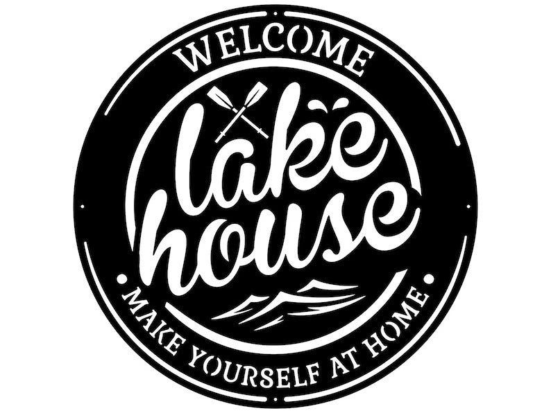 Lakehouse Metal Sign, Welcome To The Lake Laser Cut Metal Artwork, Lake Front Home Sign, Metal Coastal Wall Decor, Lake House Decor