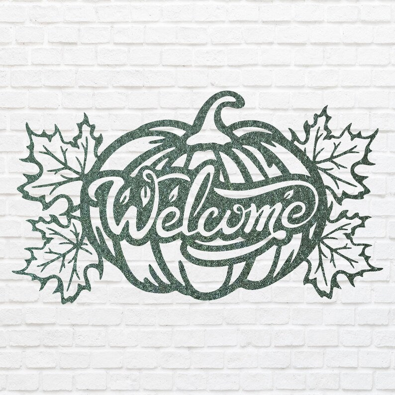 Welcome Metal Art, Welcome Fall Metal Wall Art, Pumpkin Metal Wall Decor, Laser Cut Welcome Home Sign, Welcome Decor