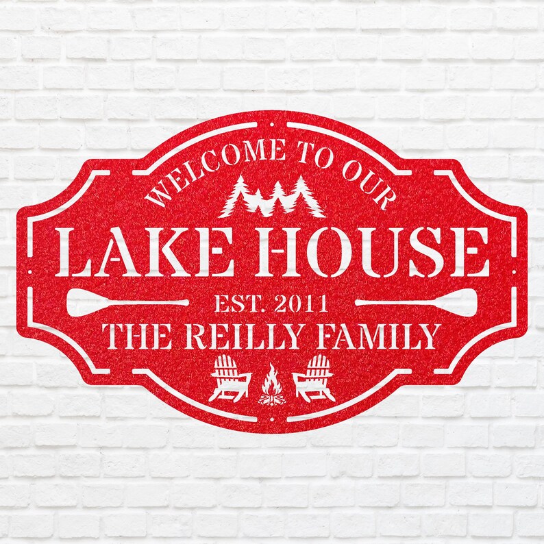 Lake House Metal Wall Art, Welcome To The Lake Laser Cut Metal Sign, Metal Address Sign, Lake Front Home Sign, Metal Wall Decor