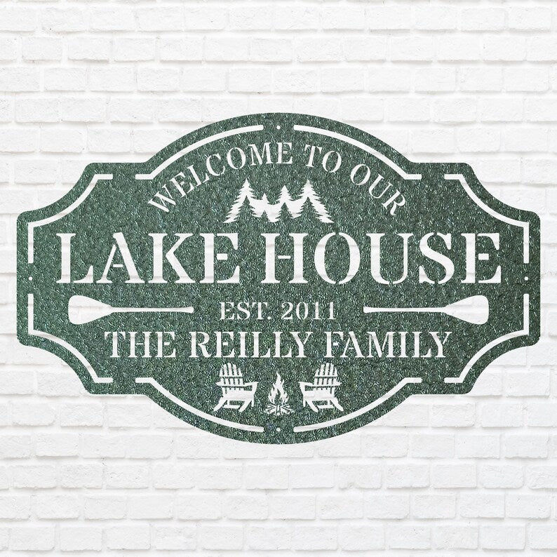 Lake House Metal Wall Art, Welcome To The Lake Laser Cut Metal Sign, Metal Address Sign, Lake Front Home Sign, Metal Wall Decor