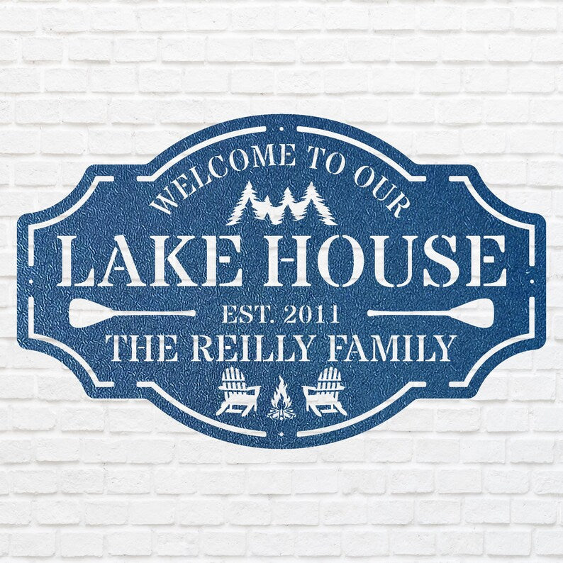 Lake House Metal Wall Art, Welcome To The Lake Laser Cut Metal Sign, Metal Address Sign, Lake Front Home Sign, Metal Wall Decor