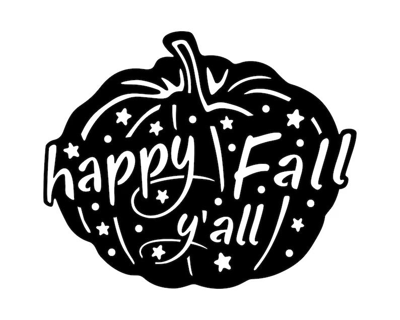 Happy Fall Yall Metal Wall Art, Pumpkin Metal Wall Art, Fall Home Decor, Laser Cut Happy Fall Yall Sign, Housewarming Gift
