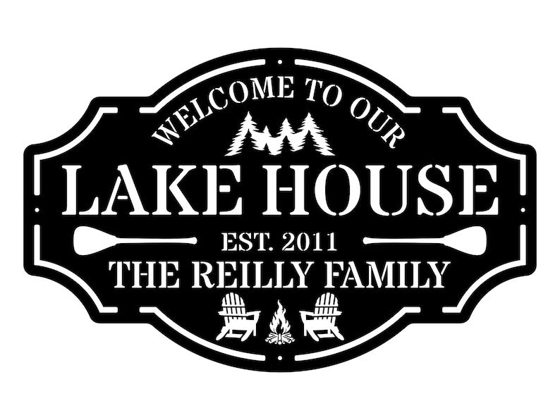 Lake House Metal Wall Art, Welcome To The Lake Laser Cut Metal Sign, Metal Address Sign, Lake Front Home Sign, Metal Wall Decor