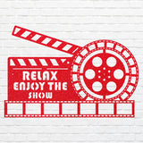 Movie Theatre Metal Wall Art, Cinema Film Wall Art, Relax Enjoy The Show Laser Cut Custom Metal Artwork, Movie Lover Gift