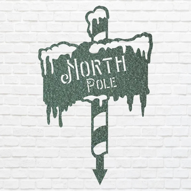 North Pole Art, Metal North Pole Sign, Large Metal Wall Art, Christmas Metal Art, Merry Christmas Seasonal Decor