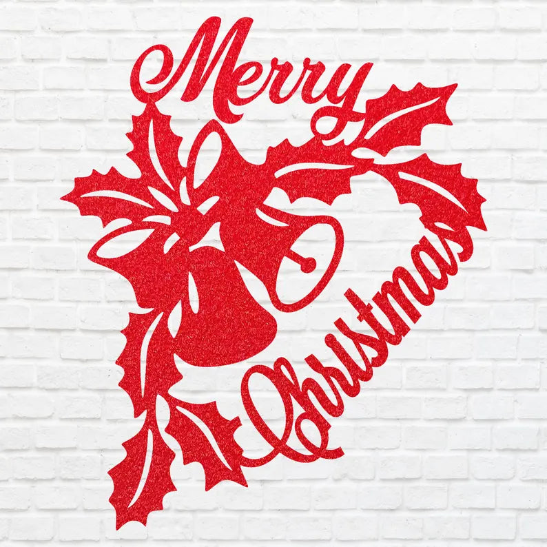 Christmas Bells Decor, Merry Christmas Wall Decor, Name Wall Metal Sign, Personalized Merry Christmas Gift