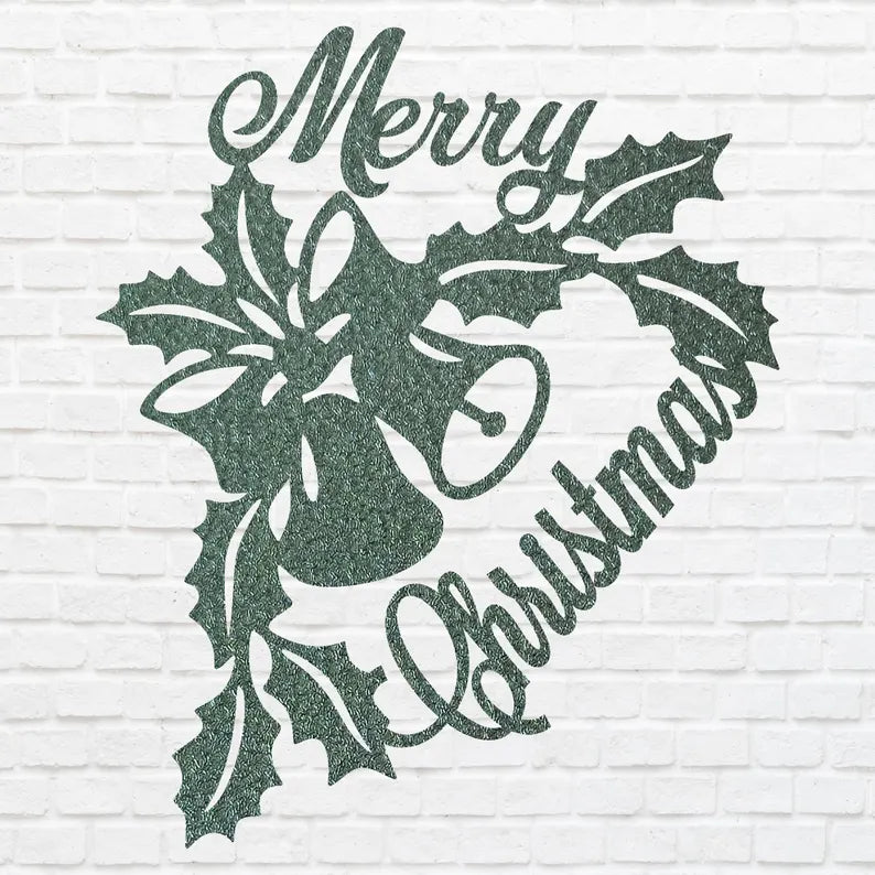 Christmas Bells Decor, Merry Christmas Wall Decor, Name Wall Metal Sign, Personalized Merry Christmas Gift
